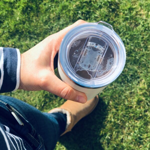 Ceramic Travel Mug - Stainless Steel Double Walled Vacuum Insulated 320ml Cream-72545