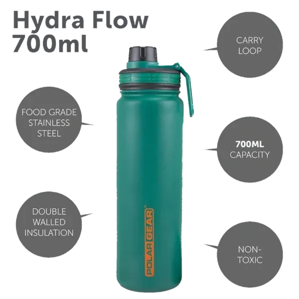 Hydra Flow Kit Stainless Steel Vacuum Insulated Bottle 700ml Forest Green-74025