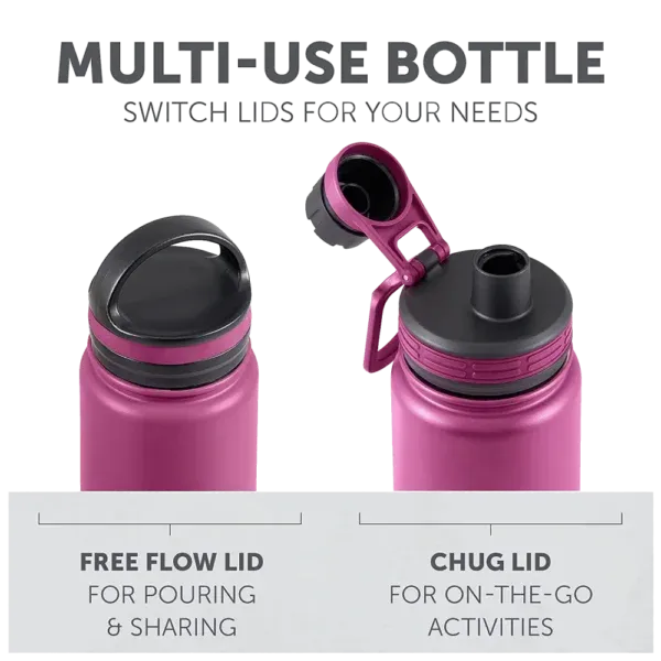 Insulated bottle 2 lids included. multi-use bottle