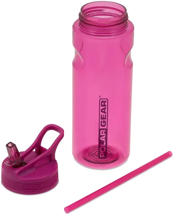 Aqua Grip Tritan Water Bottle 650ml with straw berry