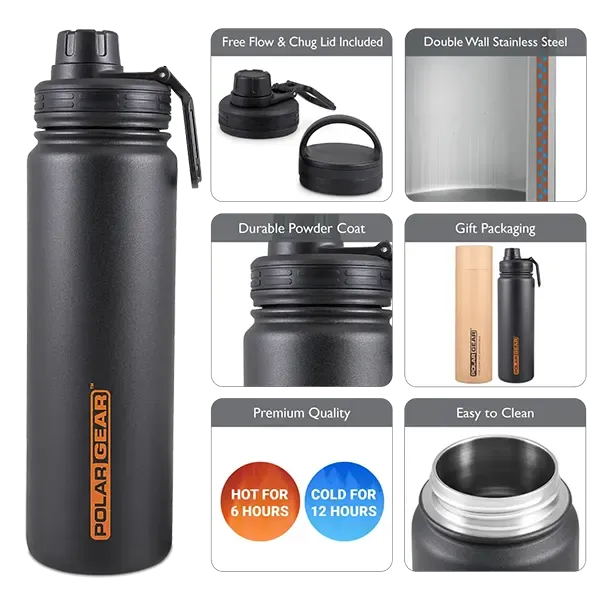 Hydra Flow 700ml with 2 lids Stainless Steel Water Bottle UK