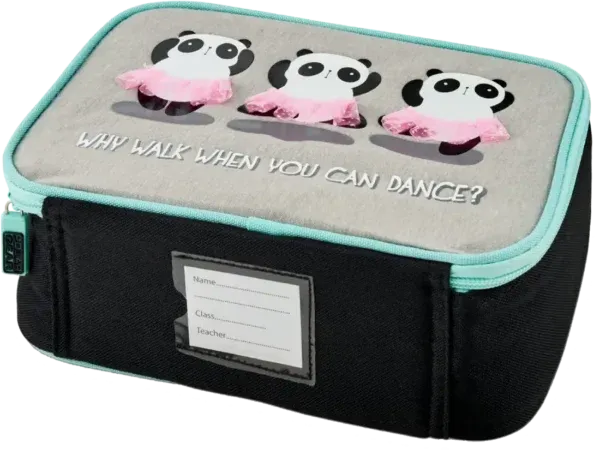 Dancing Pandas Lunch Bag with plastic name tag section