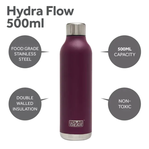 Polar Gear Hydra Flow Stainless Steel Insulated Bottle keep your drink up to 12 hours hot or 24 hours cold