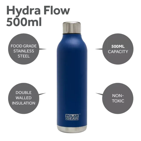 Polar Gear Hydra Flow Stainless Steel Insulated Bottle keep your drink up to 12 hours hot or 24 hours cold