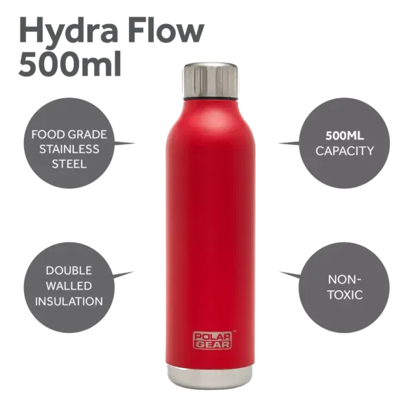 Polar Gear Hydra Flow Stainless Steel Insulated Bottle keep your drink up to 12 hours hot or 24 hours cold