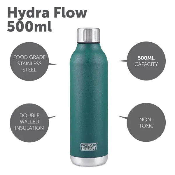 Hydra Flow Stainless Steel Insulated Bottle 500ml made with food grade stainless steel