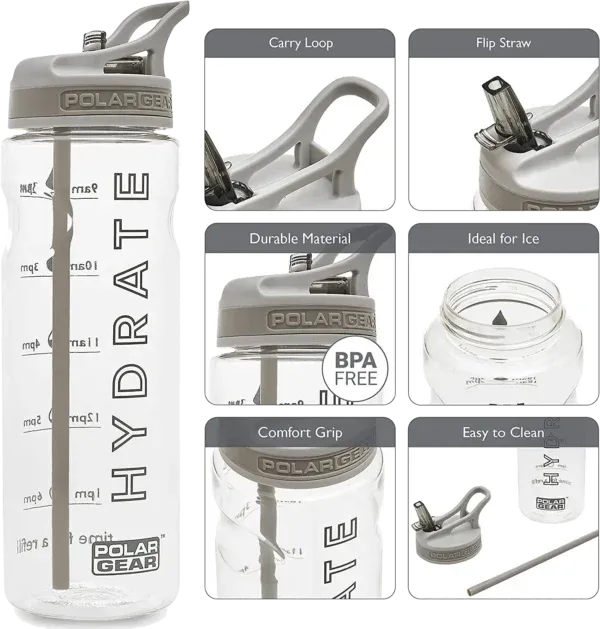 hydrate tracker water bottle with straw