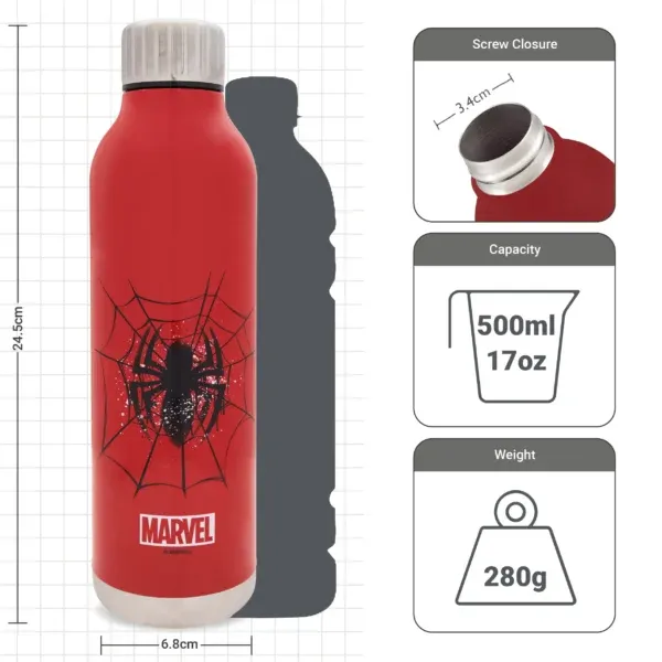 500ml Capacity with lightweight insulated water bottle, suitable for work or school