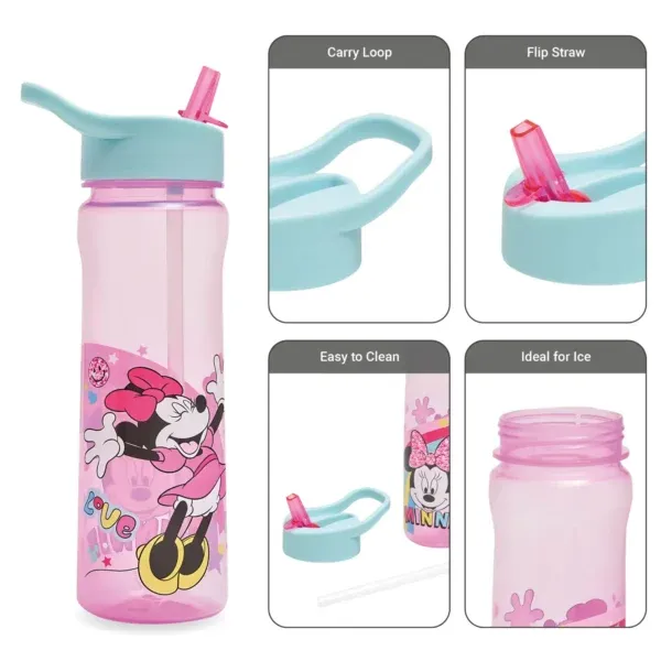 Disney Minnie Mouse Happy 600ml Drinks Bottle with straw