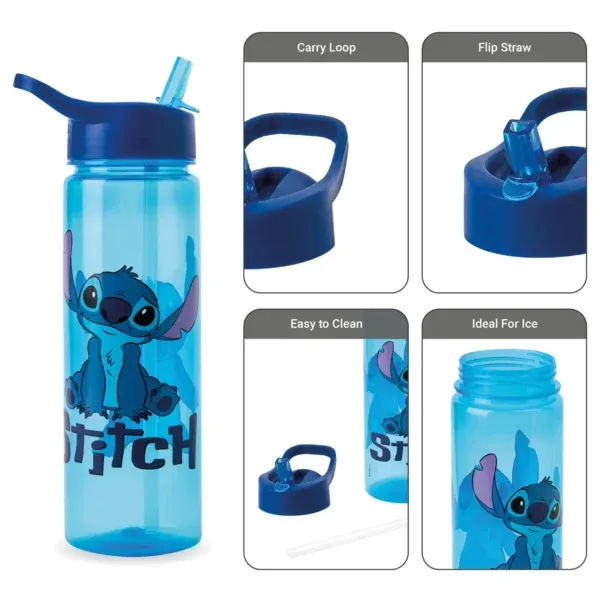 Disney Stitch 600ml Drinks Bottle with straw